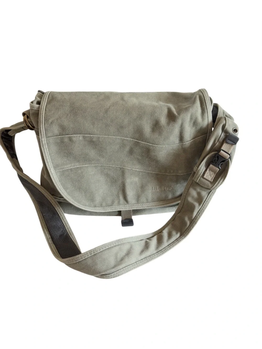 Vintage L.L. Bean Sage Olive Green Canvas Field Utility Messenger Bag